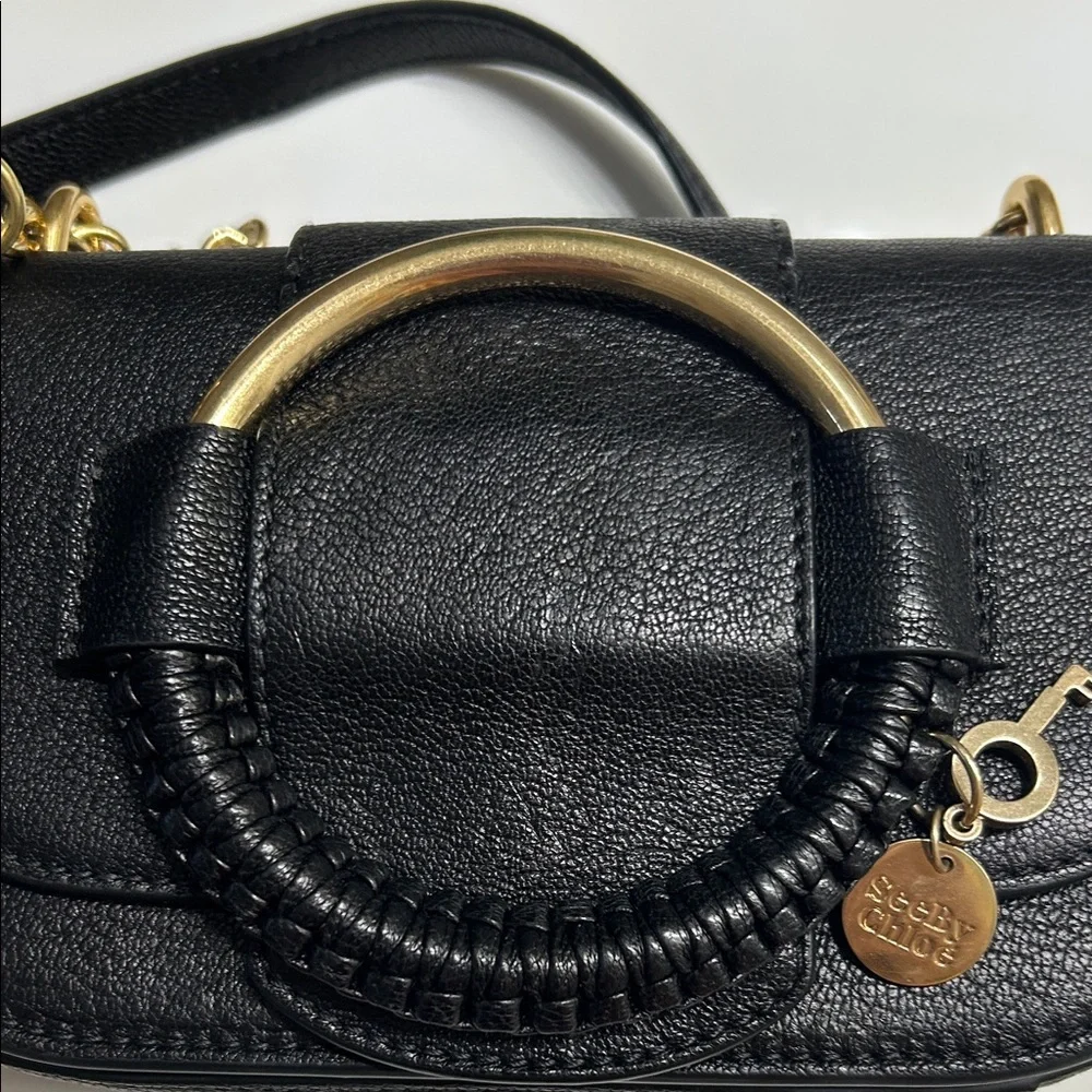 See By Chloe Beautiful Black Leather Crossbody Bag with Gold Accents - Picture 12 of 12